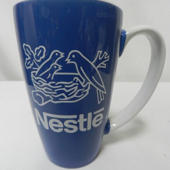Nestle Tall Large Mug Cup latte Ceramic Vintage July 2011 blue white 16 oz - Picture 2 of 12